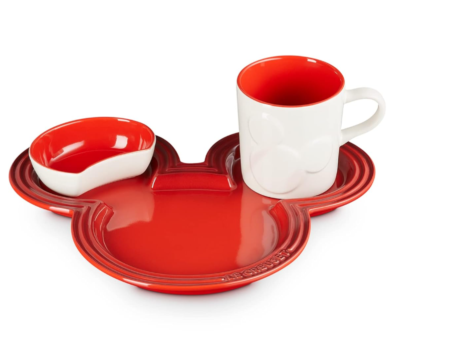 Le Creuset Disney Mickey Mouse Tableware Set Cherry Red JAPAN NEW