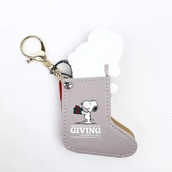 Peanuts Snoopy Christmas Socks Pocket Watch Key Ring Gray Japan Limited