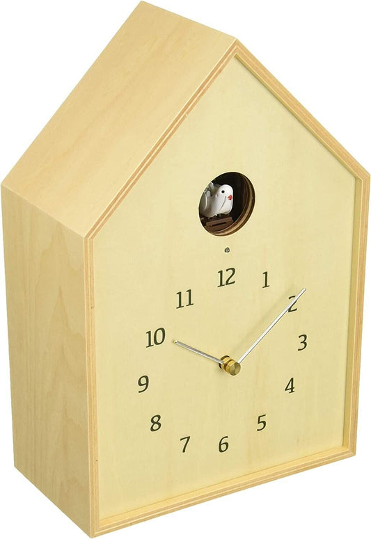 NY16-12 NT Lemnos Cuckoo Clock Analog Birdhouse Natural 18.1×26.8×9.8cm New