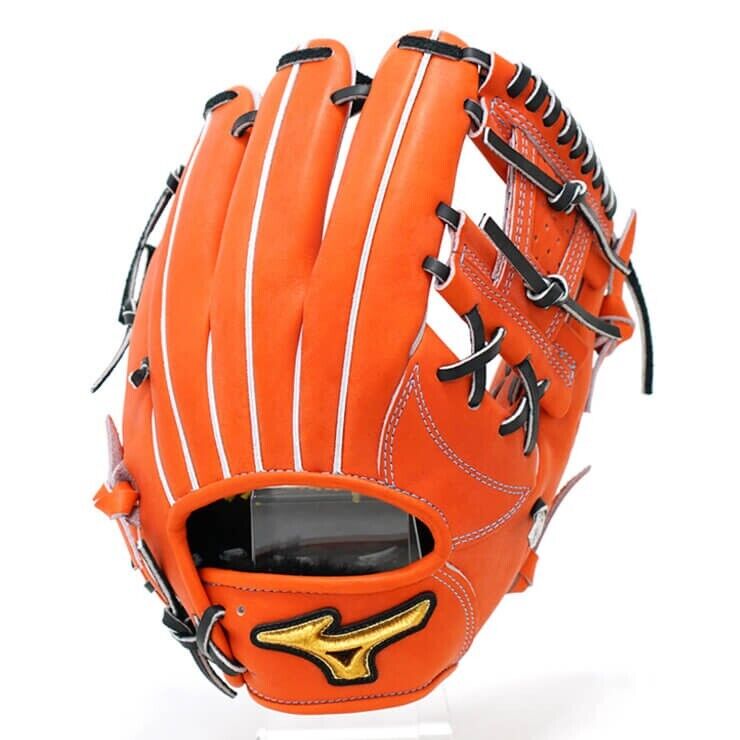 Mizuno Pro Baseball Hard Glove HAGA JAPAN Infield miz-1ajgh88350 Orange LHT