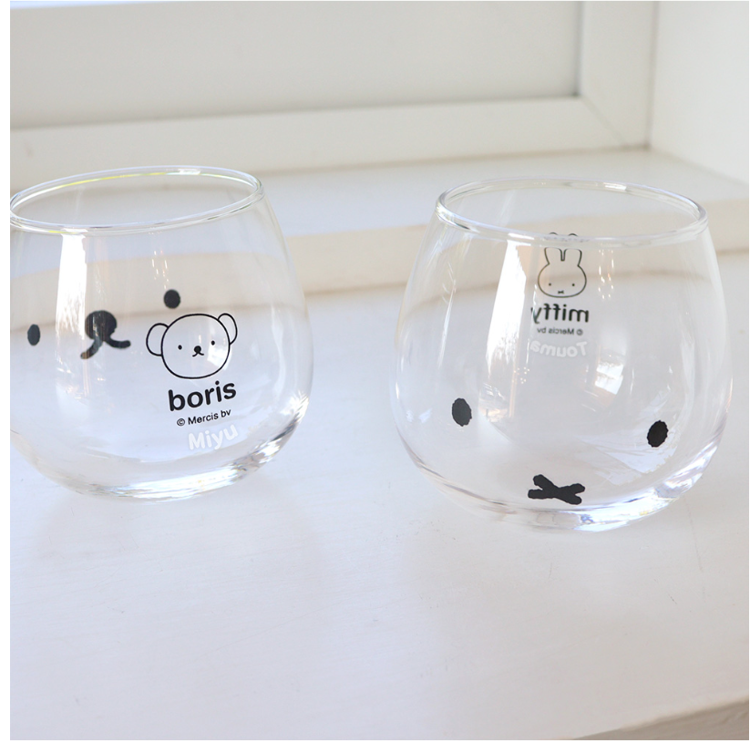 Miffy Boris Yura Yura Tumbler Face Glass Cups Set Kanesho KN40147&KN40148 Japan