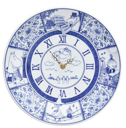 Moomin amabro Plate Clock Dish Arita 240mm blue SOMETSUKE CLOCK TIME GOES ON NEW