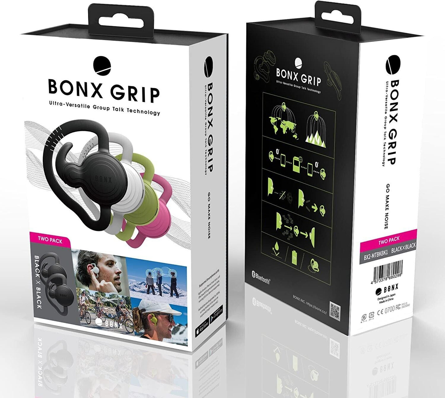 BX2-MTBKBK1 BONX Grip Transceiver Intercom Earphone Black x Black 2 set