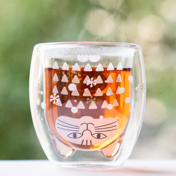 Lisa Larson Salt Cat Snow Pattern Glass Tumblr Cup 250ml Heat Resistant Japan