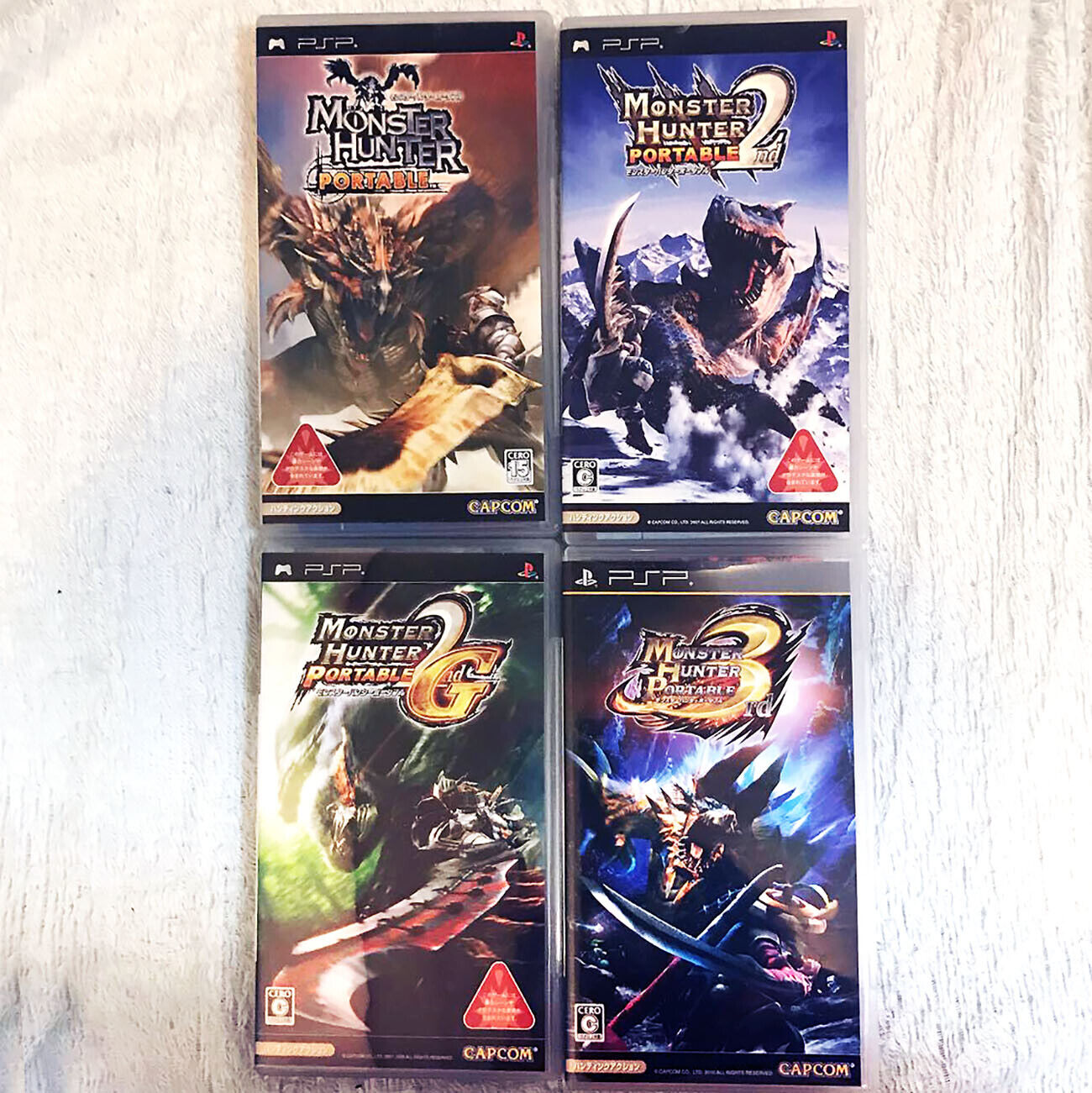 Lot 4 Monster Hunter Portable 1 , 2nd , 2nd G , 3rd PSP 4 Games Set Japan Capcom