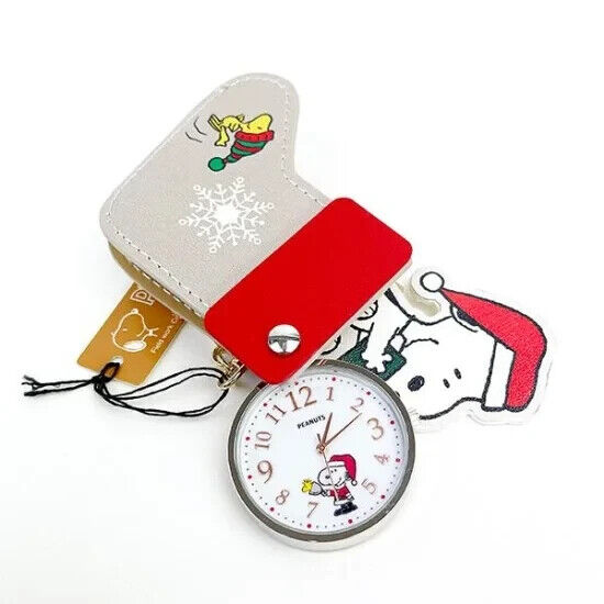 Peanuts Snoopy Christmas Socks Pocket Watch Key Ring Gray Japan Limited