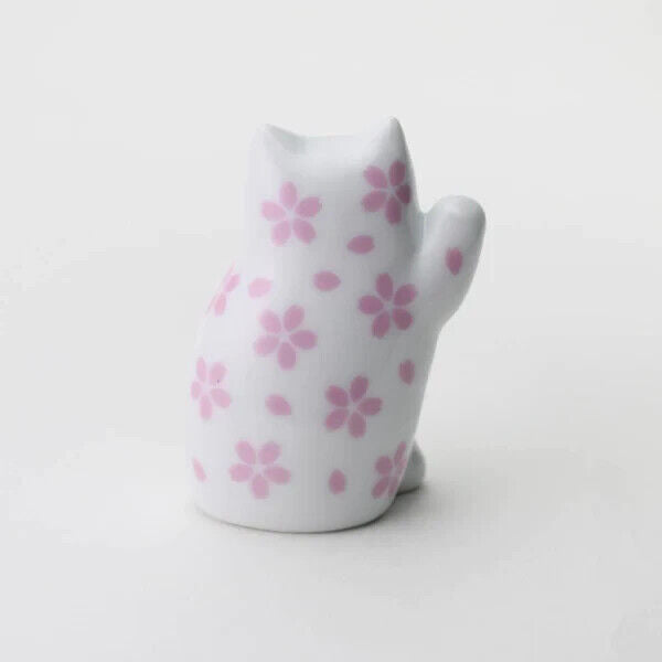 Lisa Larson Manekineko Beckoning Luck Cat Sakura Flower Ceramic H7cm Japan