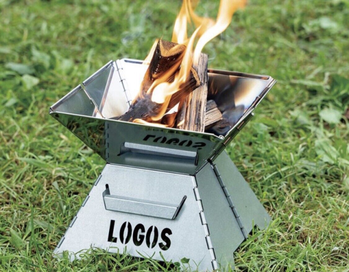 81064051 LOGOS ROSY Desktop Mini Bonfire Grill stainless Pyramid structure