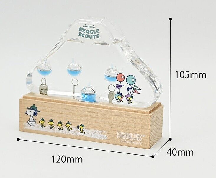 Peanuts Snoopy Beagle Scout 50th Anniversary Thermometer Glass Float Japan LTD