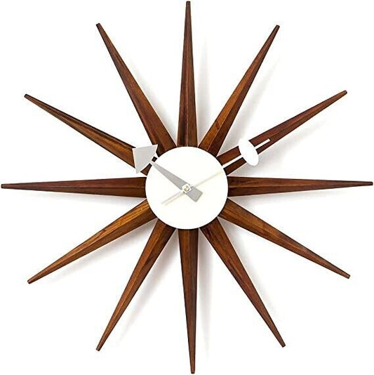 CW08 George Nelson Sunburst Wall Clock DAIVA Reproductiont Design Brown 18.5in