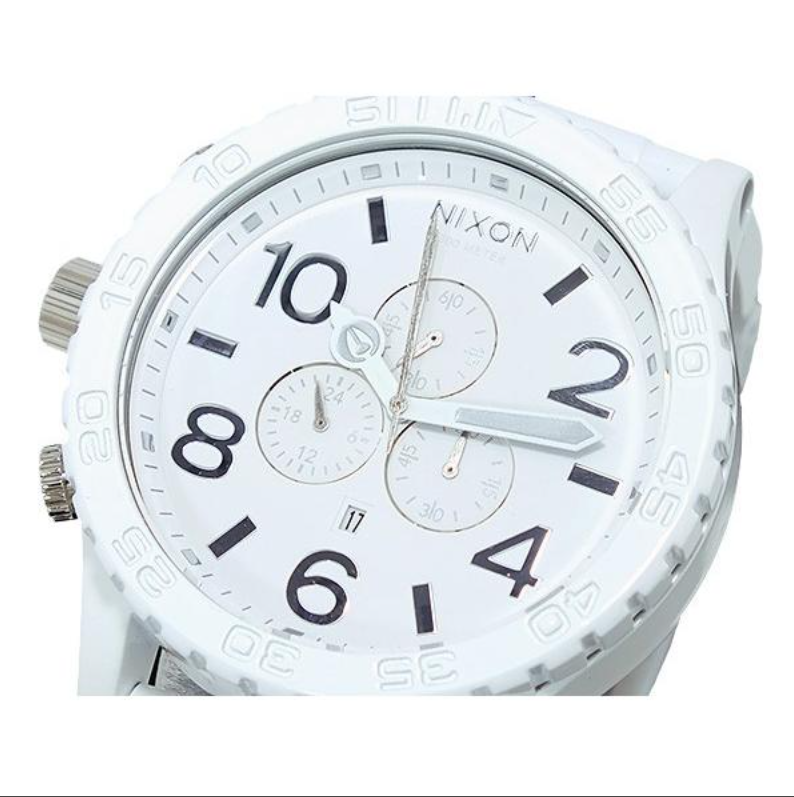 Nixon watch All White Silver 51-30 Mens Chrono A083-1255 A0831255 Genuine NEW