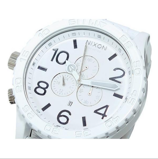 Nixon watch All White Silver 51-30 Mens Chrono A083-1255 A0831255 Genuine NEW