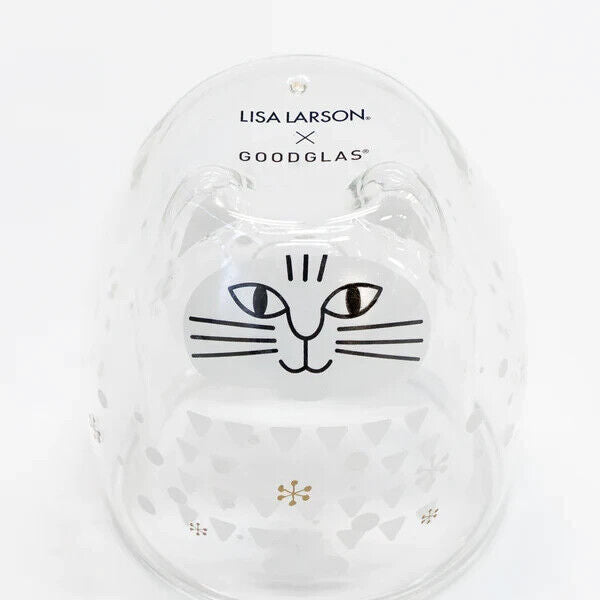 Lisa Larson Salt Cat Snow Pattern Glass Tumblr Cup 250ml Heat Resistant Japan