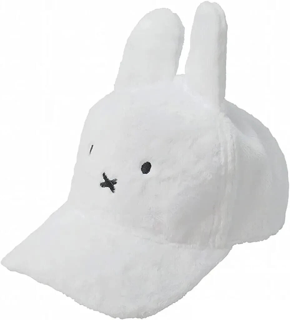 Miffy Face Cap Hat Fluffy White w/ Ear Adult Size Japan