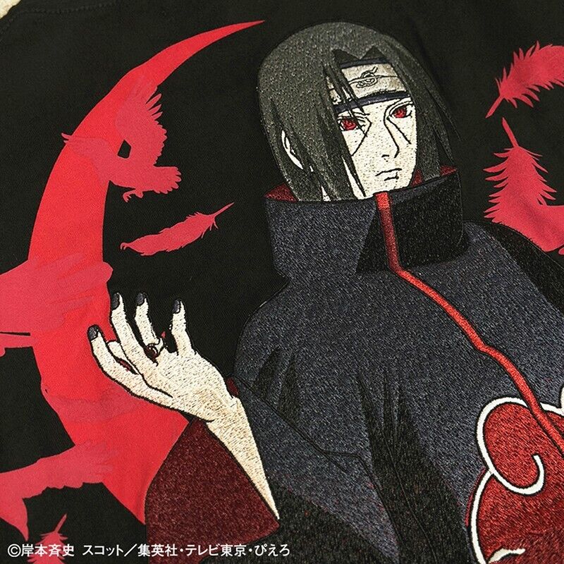 NARUTO Itachi Uchiha T-shirt Embroidery Black XL Size Japan Limited Cosplay