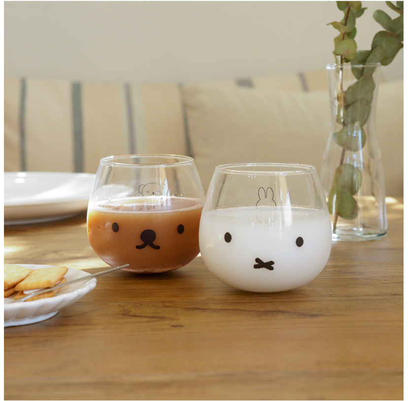 Miffy Boris Yura Yura Tumbler Face Glass Cups Set Kanesho KN40147&KN40148 Japan