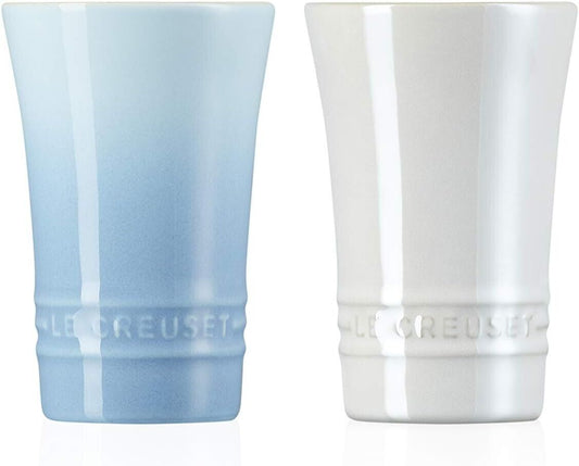 New Le Creuset Tumbler Pair, Slim Tumbler, 170ml, Coastal Blue＆White Japan New