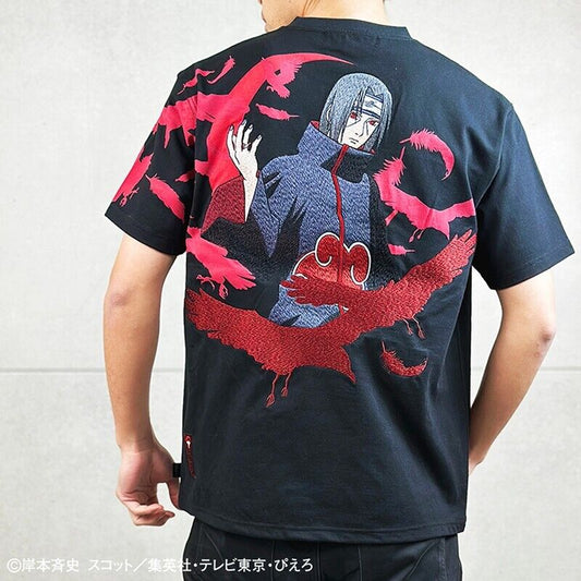 NARUTO Itachi Uchiha T-shirt Embroidery Black XL Size Japan Limited Cosplay