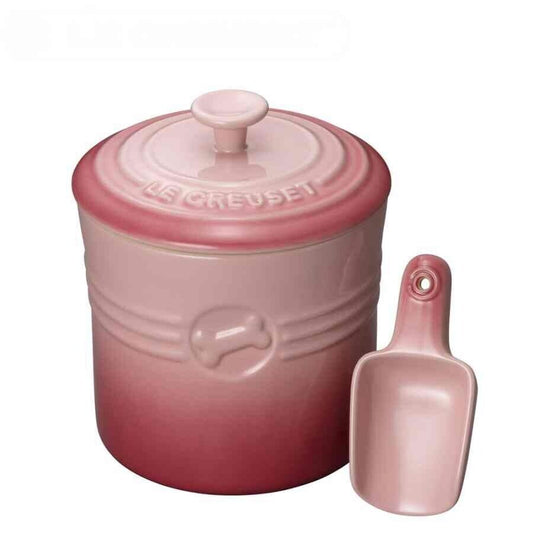 Le Creuset Pet Food Container with Scoop Dog Cat Treats Stocker New