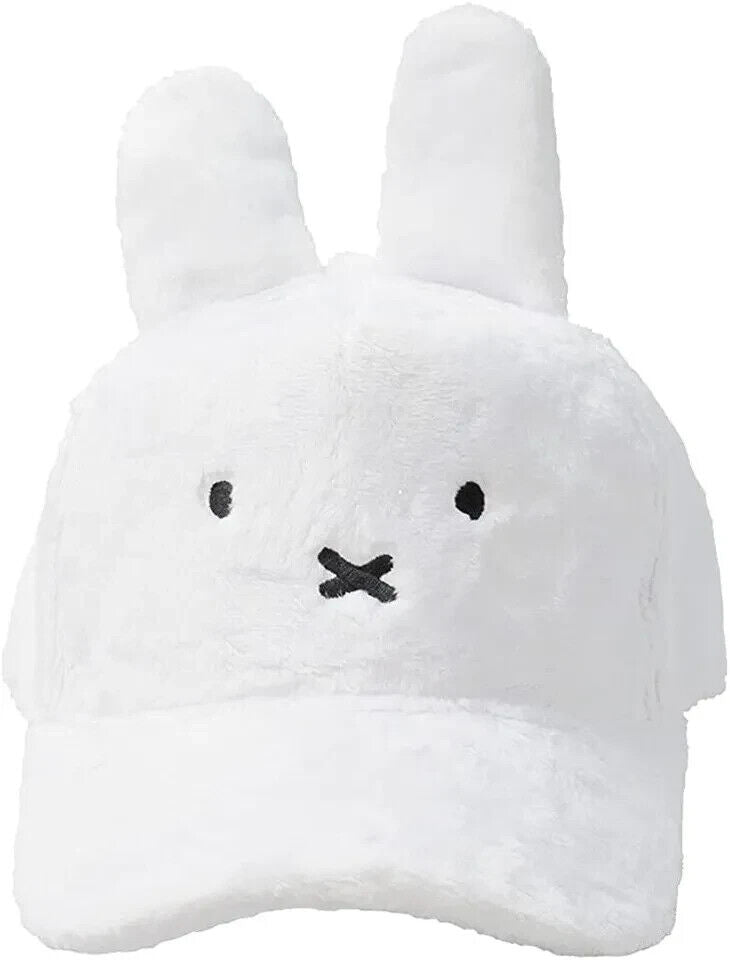 Miffy Face Cap Hat Fluffy White w/ Ear Adult Size Japan