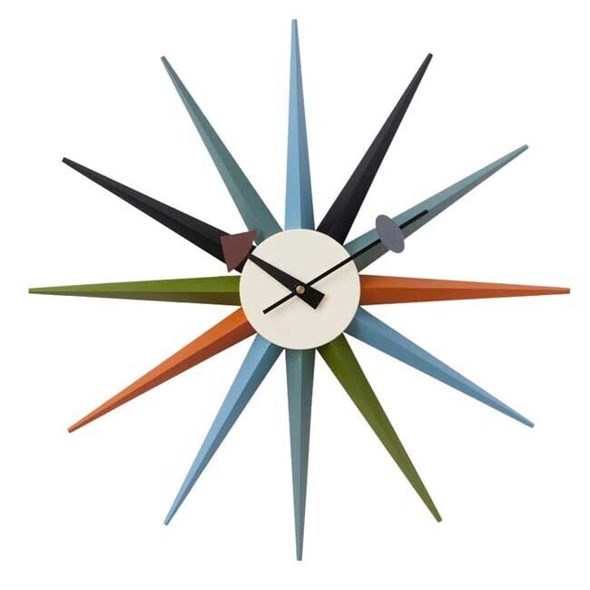 George Nelson wall Clock Multicolor Wood Sunburst Reproduced product