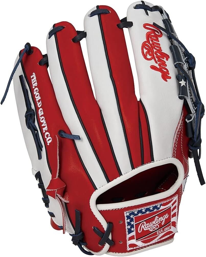 Rawlings Heart of the Hide USA Star Stripes 11.5 Glove RHT navy scarlet white