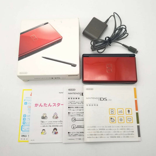 Nintendo DS Lite console Red Black Japan NDS w/ stylus pen , Manual box NTSC-J