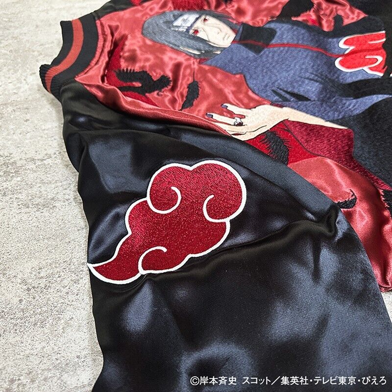 NARUTO Itachi Uchiha Satin Jacket Embroidery Sukajan Reversible XL Size Cosplay