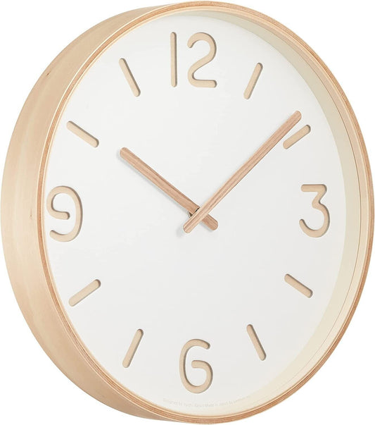 NY18-15 WH LEMNOS Hanging Clock Analog Thomson Paper White Natural Color Wood