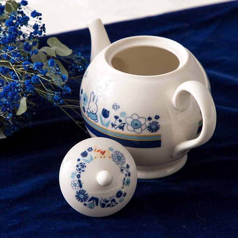 Miffy Tea Pot Blue Flower Porcelain Japan Limited