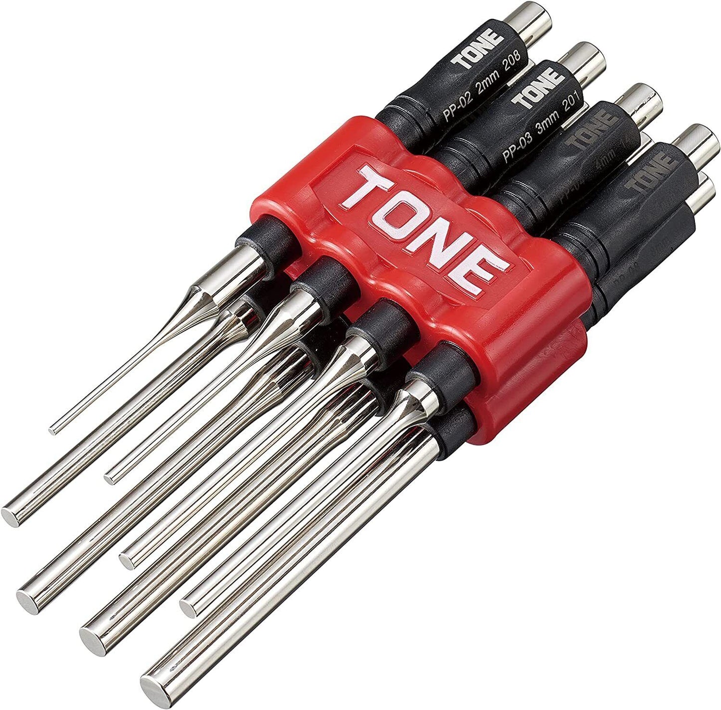 PP800P TONE Pin Punch Set Holder Red Contents 8 Hammer Pin Punch Tools New