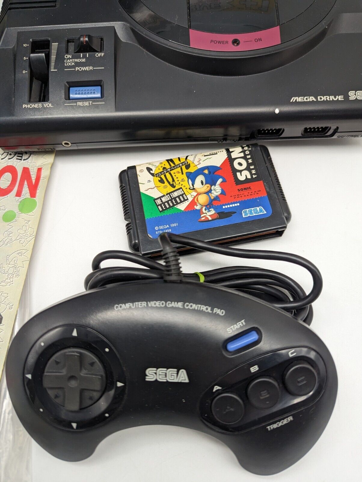 Boxed: Mega Drive PLUS 1 SONIC Console HAA-2510 Sega Genesis Tested Japan NTSC-J