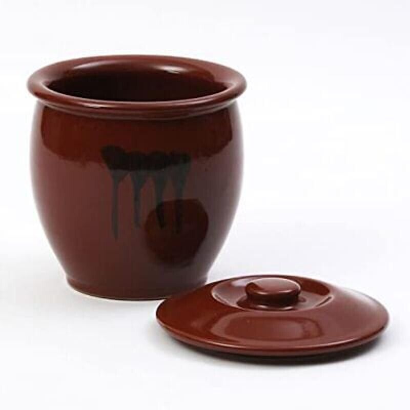 KOUSEI-kiln Pickles Container with Lid Pottery 1.8L 7.67"H Brown New Japan