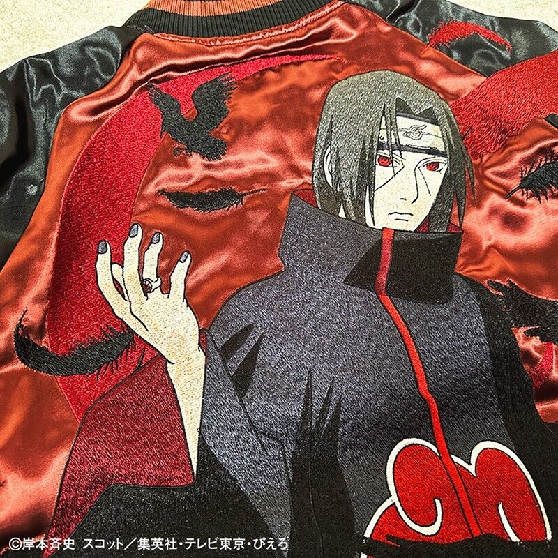 NARUTO Itachi Uchiha Satin Jacket Embroidery Sukajan Reversible XL Size Cosplay