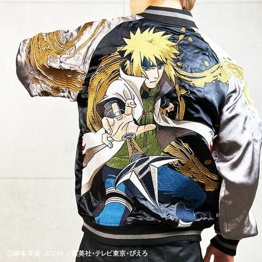 NARUTO Minato Namikaze Satin Jacket Embroidery Sukajan Reversible XL Size