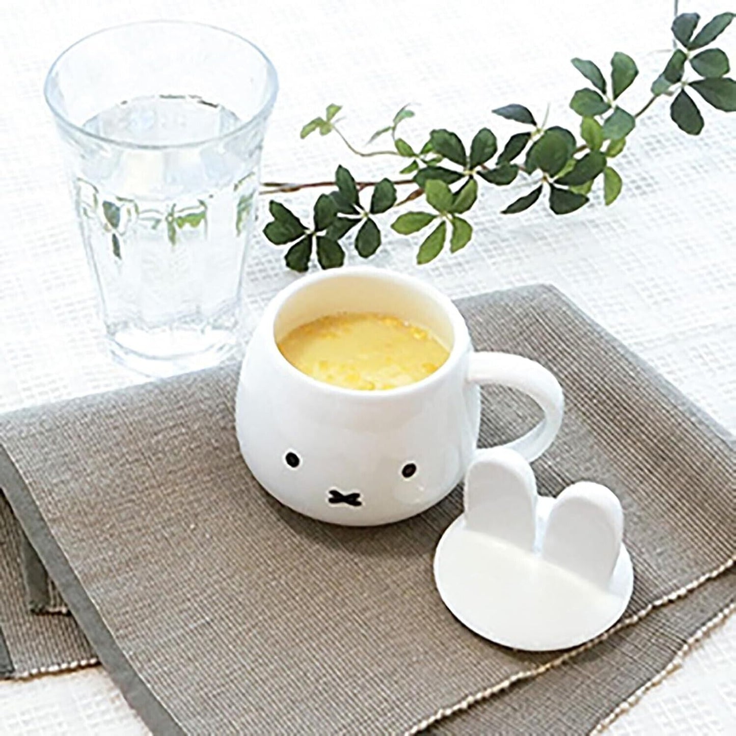 Miffy Face Mug Cup w/ Ear Lid White 270ml Porcelain Japan