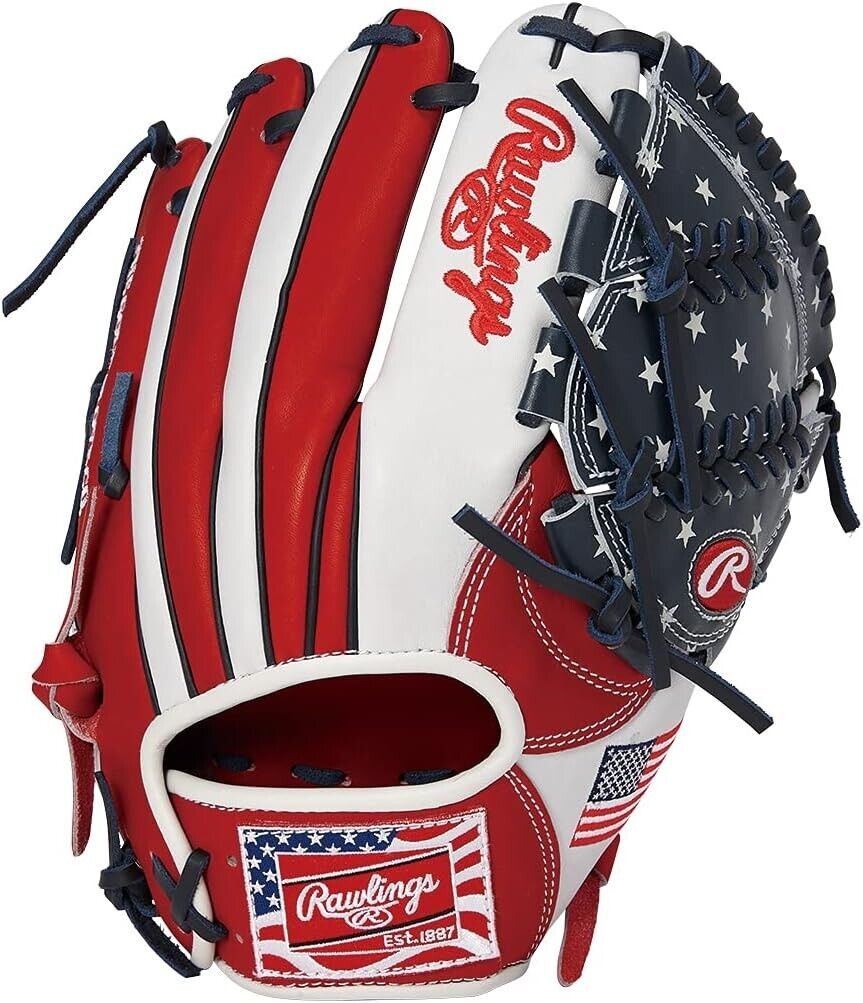 Rawlings Heart of the Hide USA Star Stripes 11.5 Glove RHT navy scarlet white