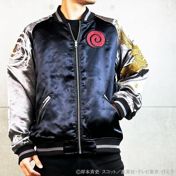 NARUTO Minato Namikaze Satin Jacket Embroidery Sukajan Reversible XL Size